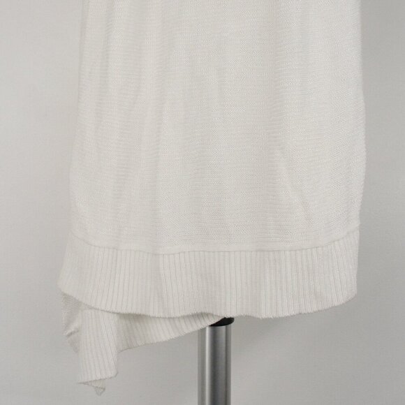 Club Monaco White Drape Plunge Cowlneck Asymmetrical Sleeveless Knit Top Sz M - Picture 8 of 11